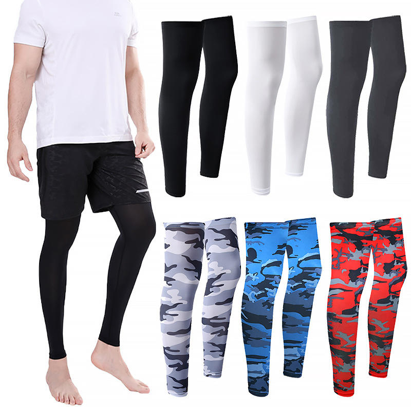 Cycle Gear - 夏用ランニングサイクリングレッグスリーブアイスシルクUV保護圧縮滑り止めレッグウォーマー冷却スポーツギア1ペア