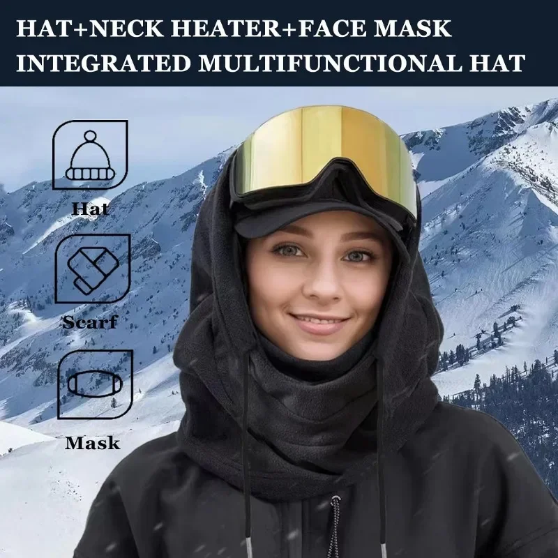 Cycling Gear To Keep You Warm - メンズぬいぐるみ裏地ビーニー冬帽子アウトドアスポーツ保温ニットスカリーハットサイクリングキャンプキャップ寒い天候用ギア
