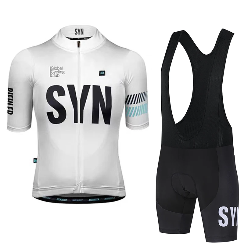Junior Cycling Gear - SYN メンズサイクリングジャージ 夏用ロードバイクサイクリングスポーツシャツ サイクリングビブ MTB 吸汗速乾サイクリングショートセット