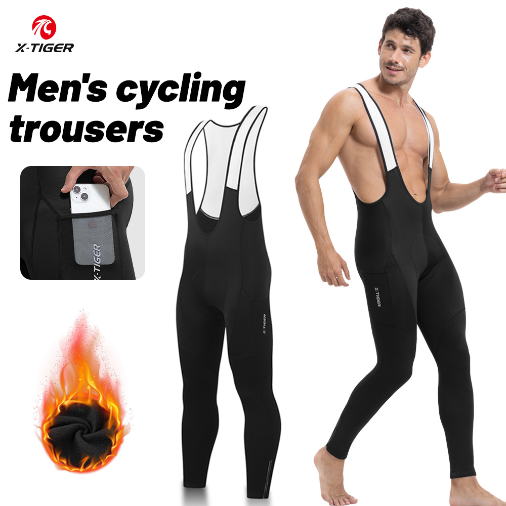 Cycling Gear To Keep You Warm - X-TIGER メンズ 冬用サイクリングビブパンツ 保温フリース MTB タイツ